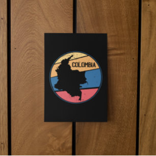 Carte Colombie Vintage voyage colorée