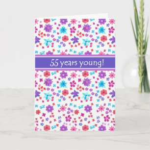 Carte Coloré, Floral Ditsy, Anniversaire spécifique à l'