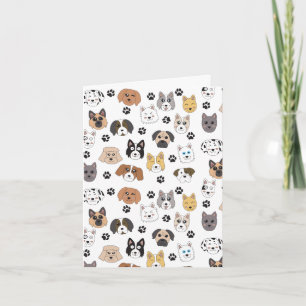 Carte Coloré mignon Chiens amusants et Chien Paw Motif