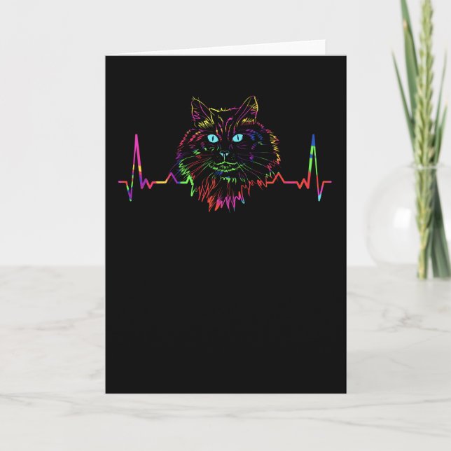Carte Coloré Norvégien Chat Heartbeat (Devant)
