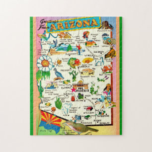 Carte colorée Arizona 11x14 Jigsaw Puzzle