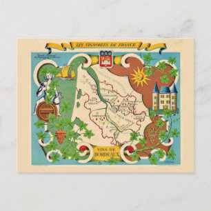 Carte colorée de Bordeaux France Carte postale