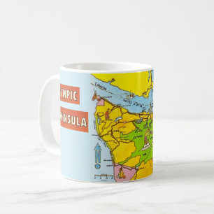 Carte colorée de la péninsule olympique Mug