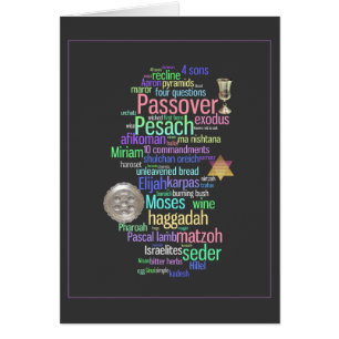 Carte colorée de mots et de symboles de Pesach