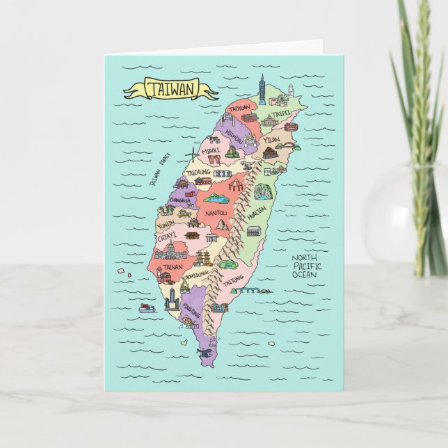 Carte colorée de Taiwan (Devant)