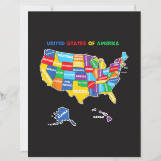 Carte colorée des États-Unis d'Amérique avec des é