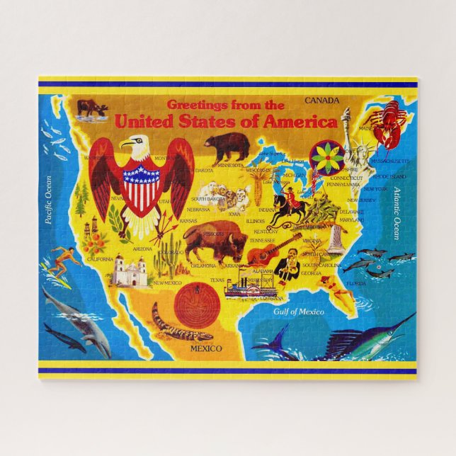 Carte colorée des États-Unis Puzzle 16x20 (Horizontal)