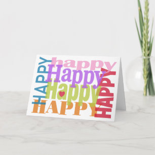 Carte colorée Happy Happy Heart Anniversaire