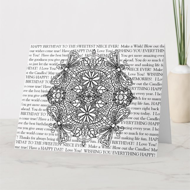 Carte Colorez-moi Les libellules d'anniversaire de la ni (Devant)