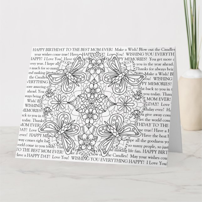 Carte Colorez-moi, libellules et fleurs d'anniversaire d (Devant)