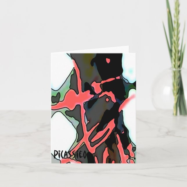 Carte Colorful Abstract Art Note Card Flamingo (Devant)