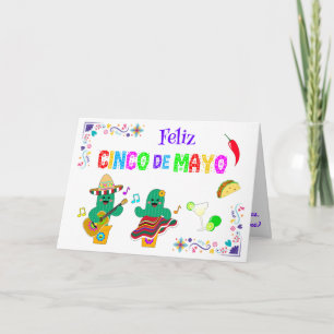 Carte Colorful Festive Cinco de Mayo 2025 Dancing Cactus