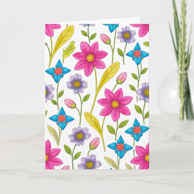 Carte Colorful Floral Pattern Blank (Devant)