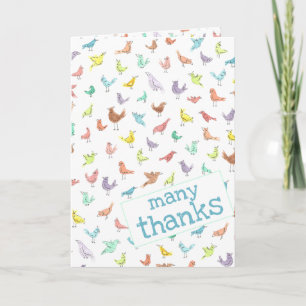 Carte Colorful Happy Birds Merci beaucoup