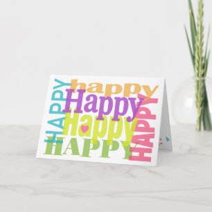 Carte Colorful Happy Joyeux Anniversaire Typographie