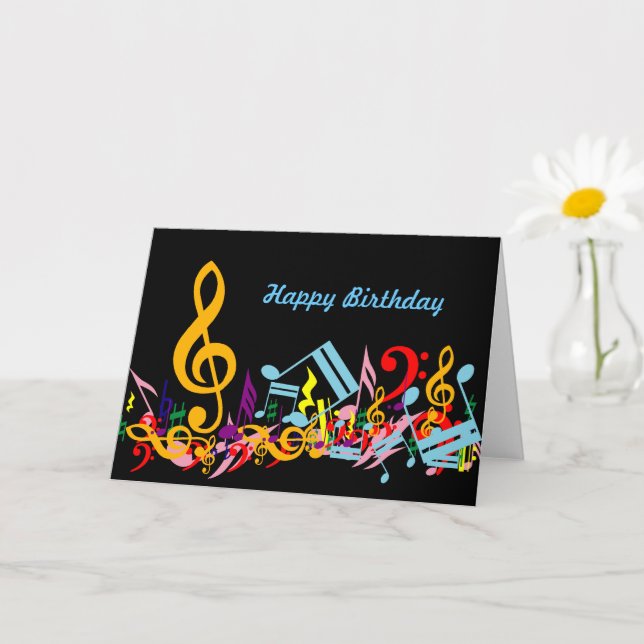 Carte Colorful Jumbled Music Notes Joyeux anniversaire (Petite plante)