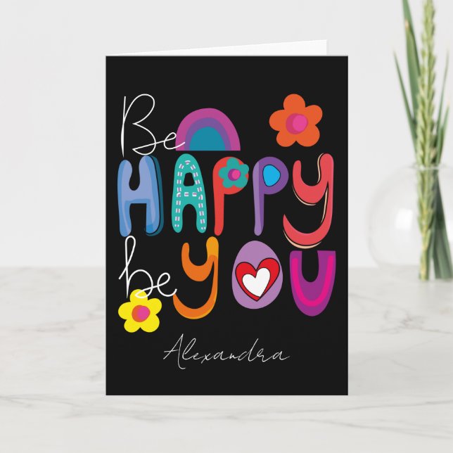 Carte Colorful Motivational Be Happy Be You Custom (Devant)
