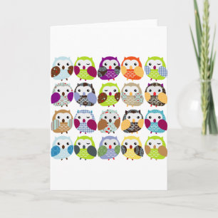Carte Colorful Owl Pattern