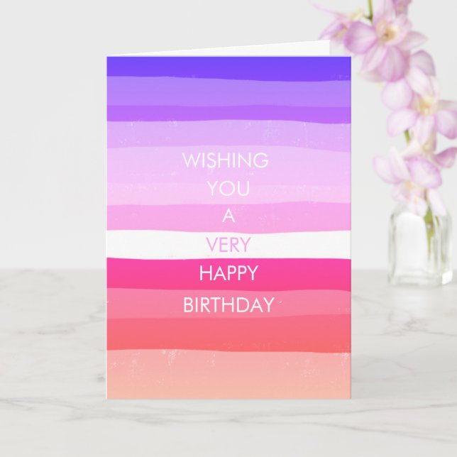 Carte Colorful Simple Stripes HEUREUX ANNIVERSAIRE PERSO (Orchidée)
