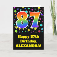 Colorful Stars + Rainbow Pattern "87" Birthday #