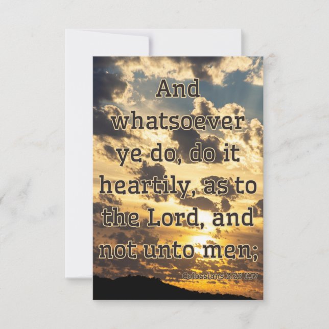Carte Colossiens 3:23 KJV Bible Verse Pic Greeting (Devant)