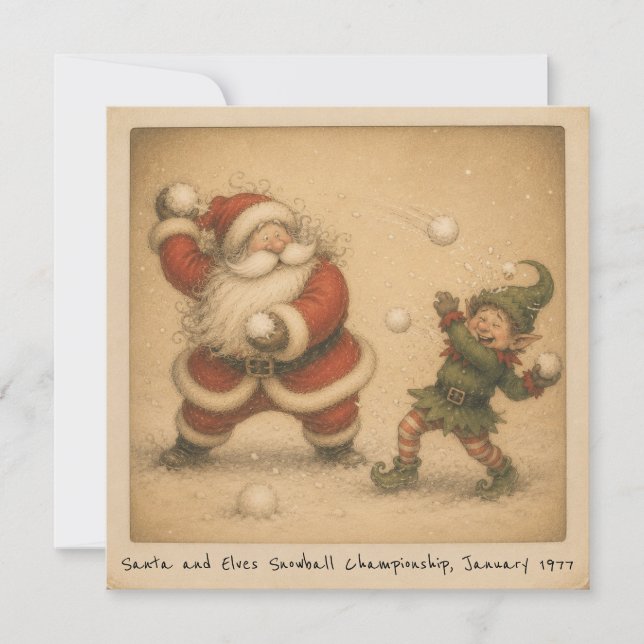 Carte Combat de boules de neige nostalgique entre le Pèr (Devant)