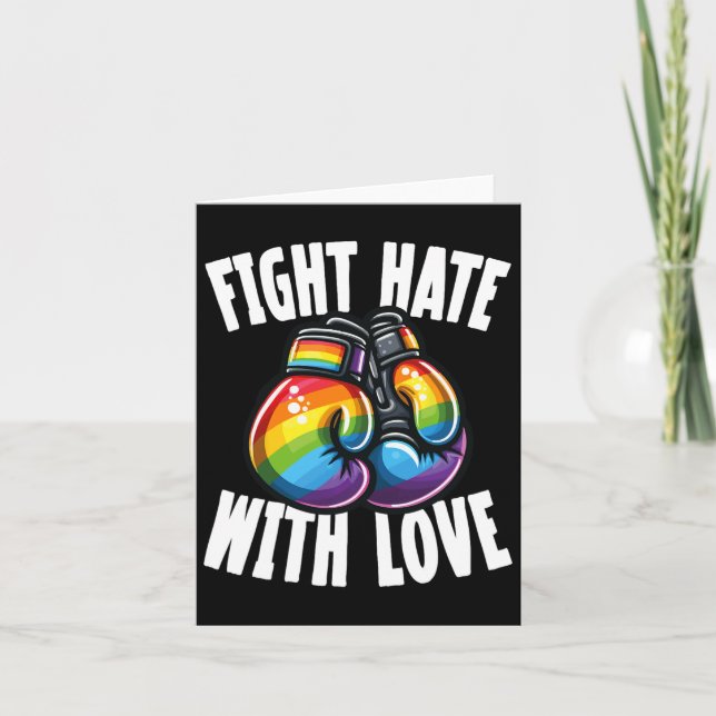 Carte Combattre la haine avec amour Rainbow Boxing Gants (Devant)