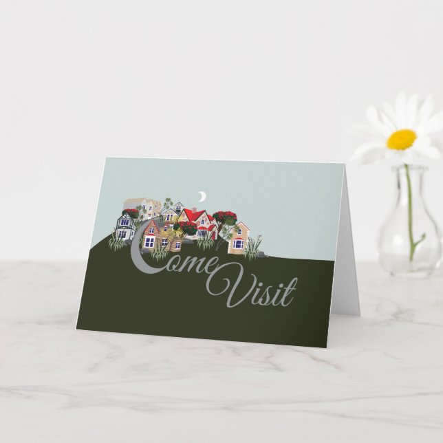 Carte 'Come Visit' Folded Greeting Card (Petite plante)