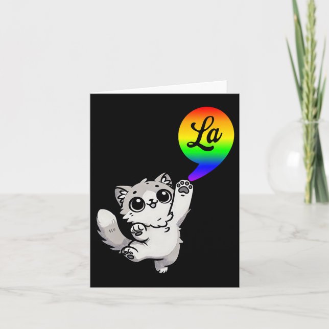 Carte Comma-la avec Cat mignon Kamala Rainbow Design (Devant)