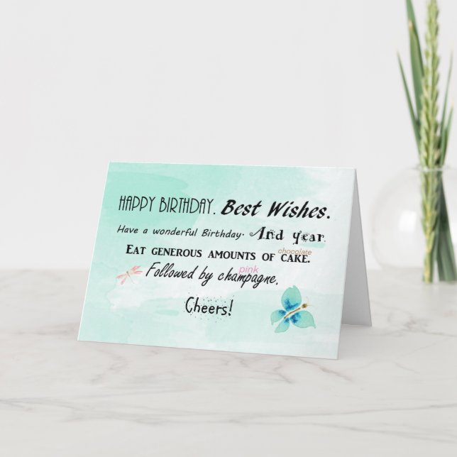 Carte "Commandes" d'anniversaire d'un collègue (Devant)