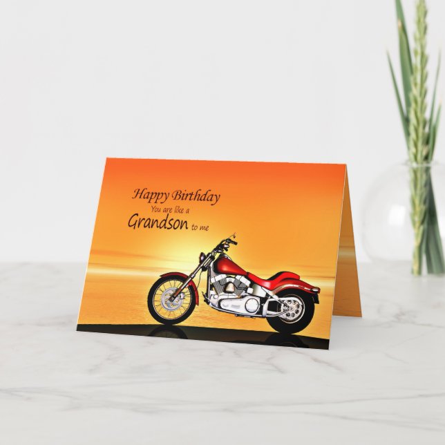 Carte Comme un petit-fils, la moto à l'anniversaire du c (Devant)