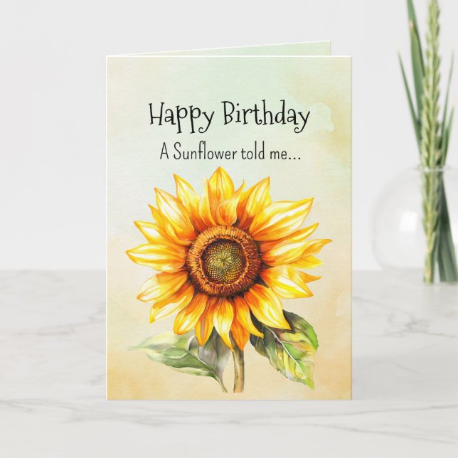 Carte Comme un tournesol Vos personnages d'anniversaire (Devant)