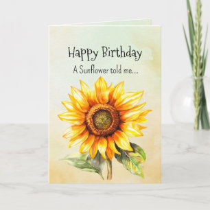 Carte Comme un tournesol Vos personnages d'anniversaire
