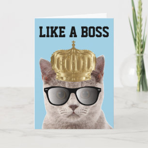 CARTE COMME UNE BOSS BIRTHDAY CAT CARDS