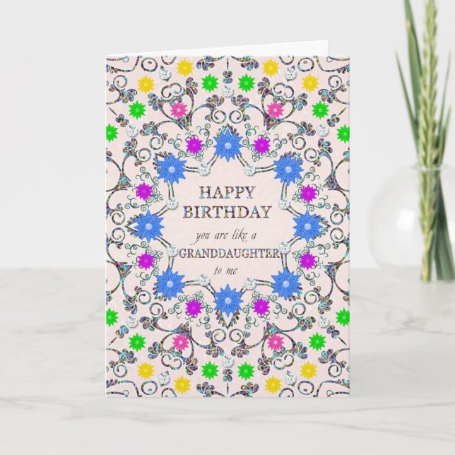 Carte Comme une petite-fille Fleurs Abstraites Anniversa (Devant)