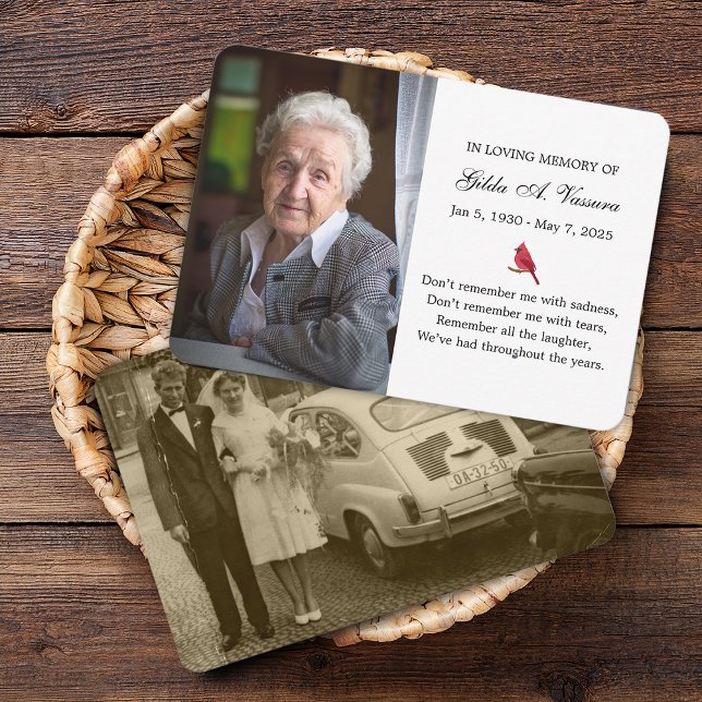 Carte commémorative 2 Photo Cardinal (Memorial Card 2 Photo Cardinal)