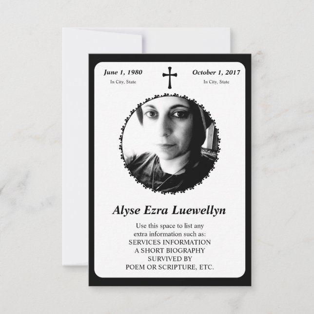 carte commémorative . croix élégante (Devant)