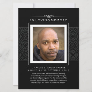 Carte commémorative - Elégant noir - Poème de vie