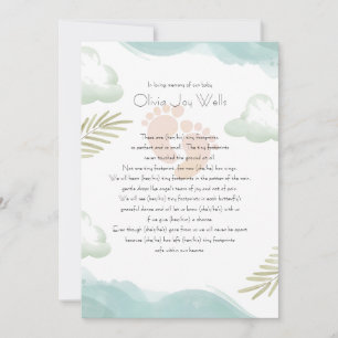 Carte commémorative empreintes de pied bébé rose