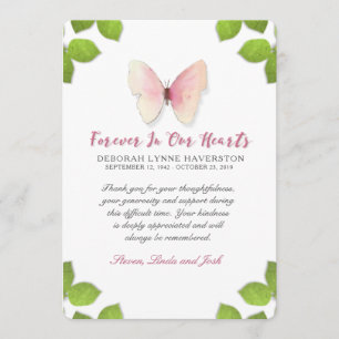 Carte commémorative Merci Sympathie Papillon