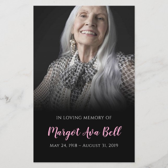 Carte commémorative noire et rose classique | 5,5  (Devant)