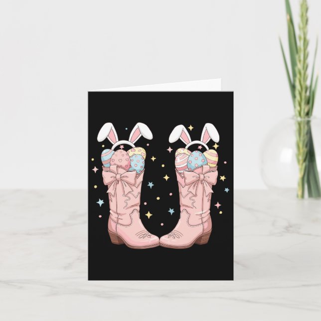 Carte Comment Pâques Ouest Bunny de Pâques Bottes de Cow (Devant)
