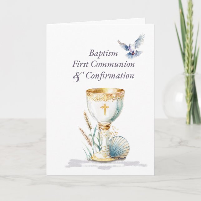 Carte Communion de baptême d'adulte Confirmation Bénédic (Devant)