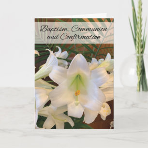 Carte Communion Et Confirmation RCIA White Lilies Ferns