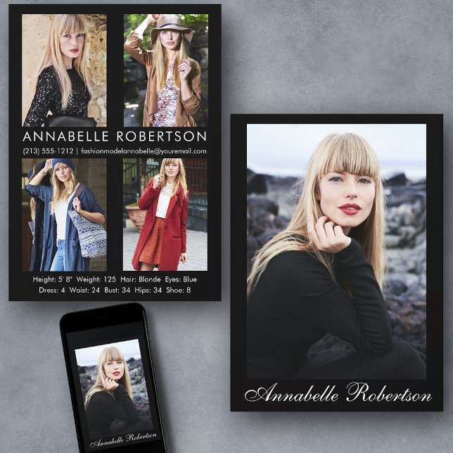 Carte Comp Acteur de modèle photo Modern Script 5 (Customize to change background color, text size or text style. Available for prints and download.)