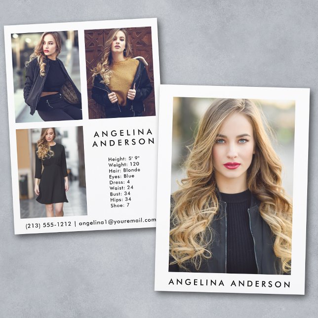 Carte Comp Acteur Modèle - 3 Photo Retour (Customize to change background color, text size or text style.)