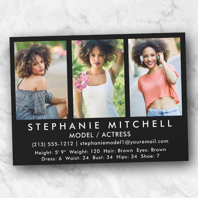 Carte Comp Acteur Modèle - 3 Vide Photo (Customize to change background color, text size or text style.)