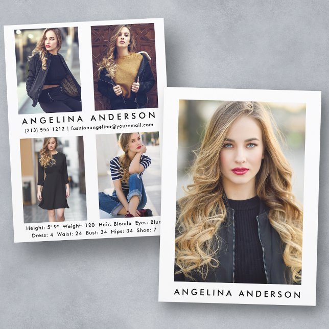 Carte Comp Acteur Modèle - 4 Photo Retour (Customize to change background color, text size or text style.)