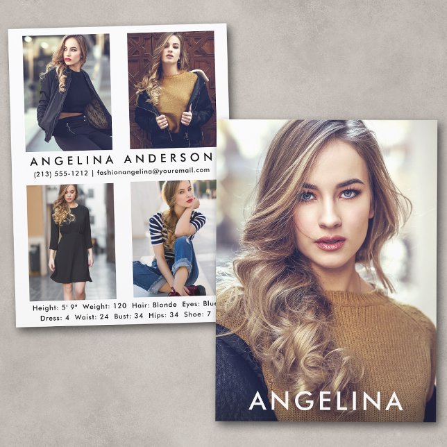 Carte Comp Acteur Modèle - 4 Photo Retour W (Customize to change background color, text size or text style.)