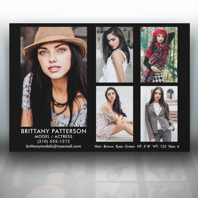 Carte Comp Acteur Modèle 5 Photo 5x7 Blk (Available in high quality print or digital download for quick messaging, email or self printing.)